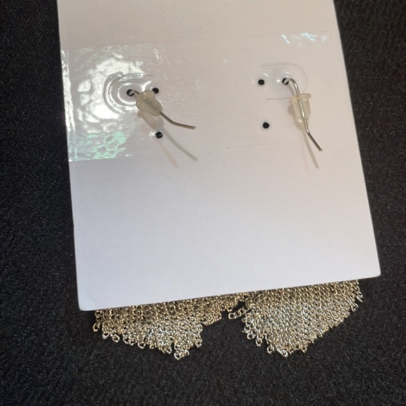 New Silver Dangle Fringe Earrings - Picture 3 of 4